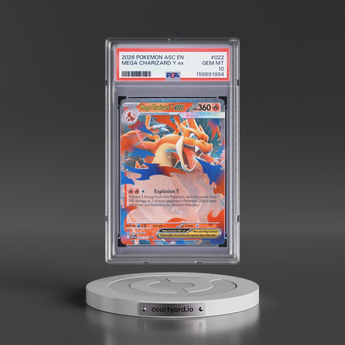 2026 Pokémon Asc EN-Ascended Heroes #022 Mega Charizard Y EX - Holo (PSA 10 GEM MINT)