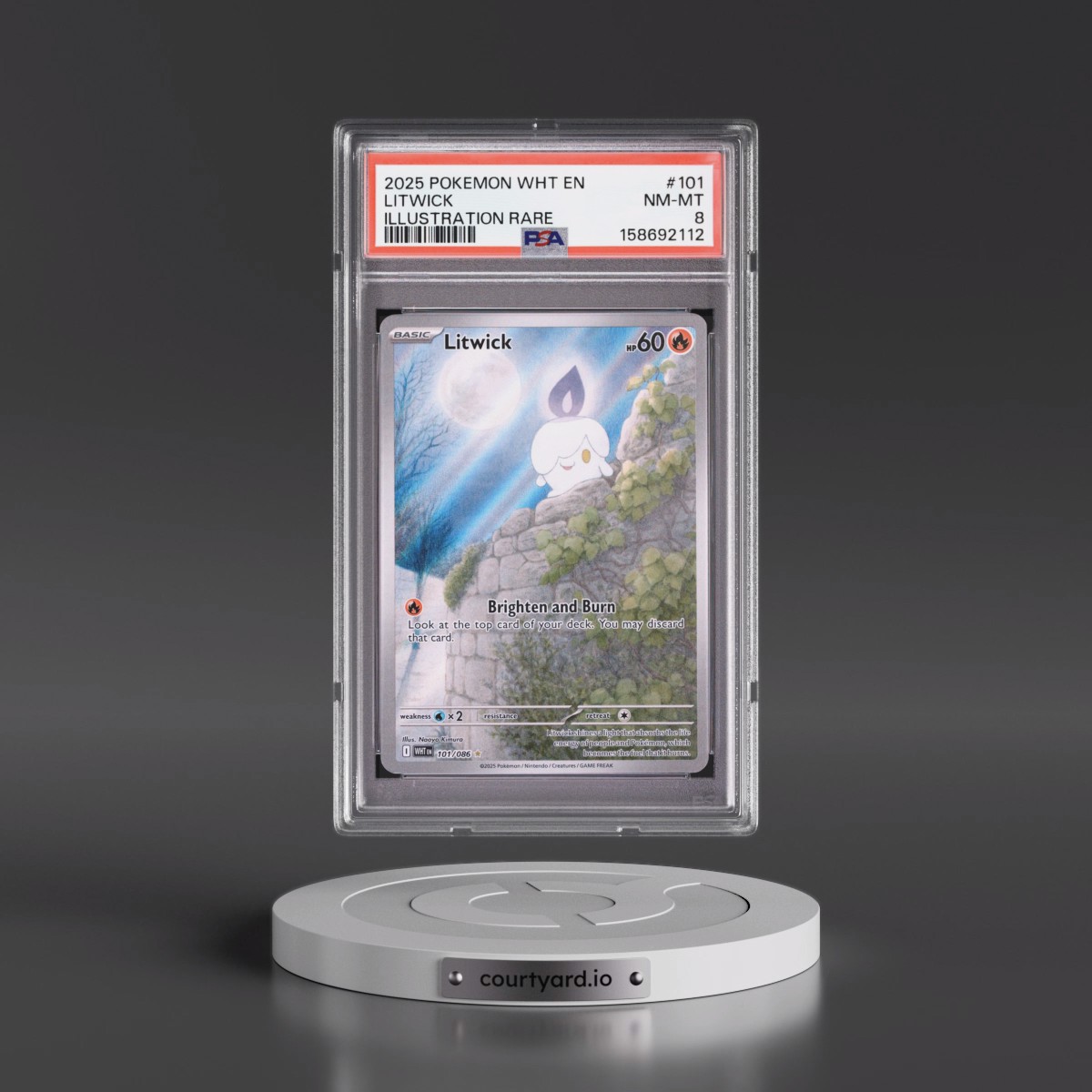 2025 Pokémon Wht EN-White Flare #101 Litwick - Illustration Rare (PSA 8 NM-MT)
