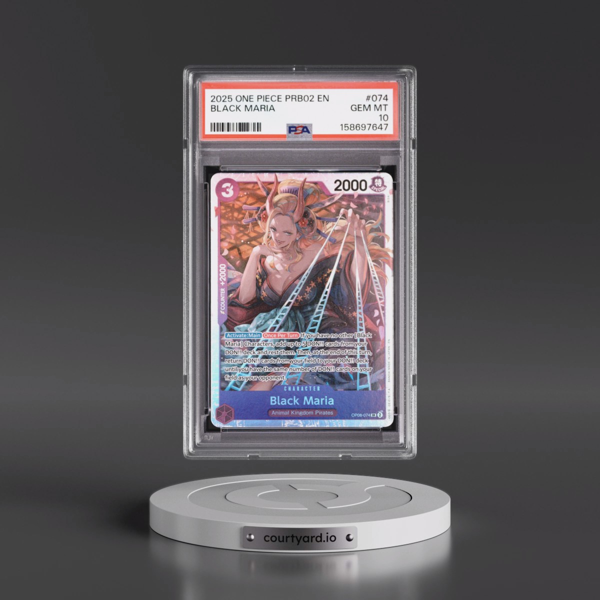 2025 One Piece PRB02-Premium Booster -One Piece Card the Best- Vol.2 #074 Black Maria (PSA 10 GEM MINT)