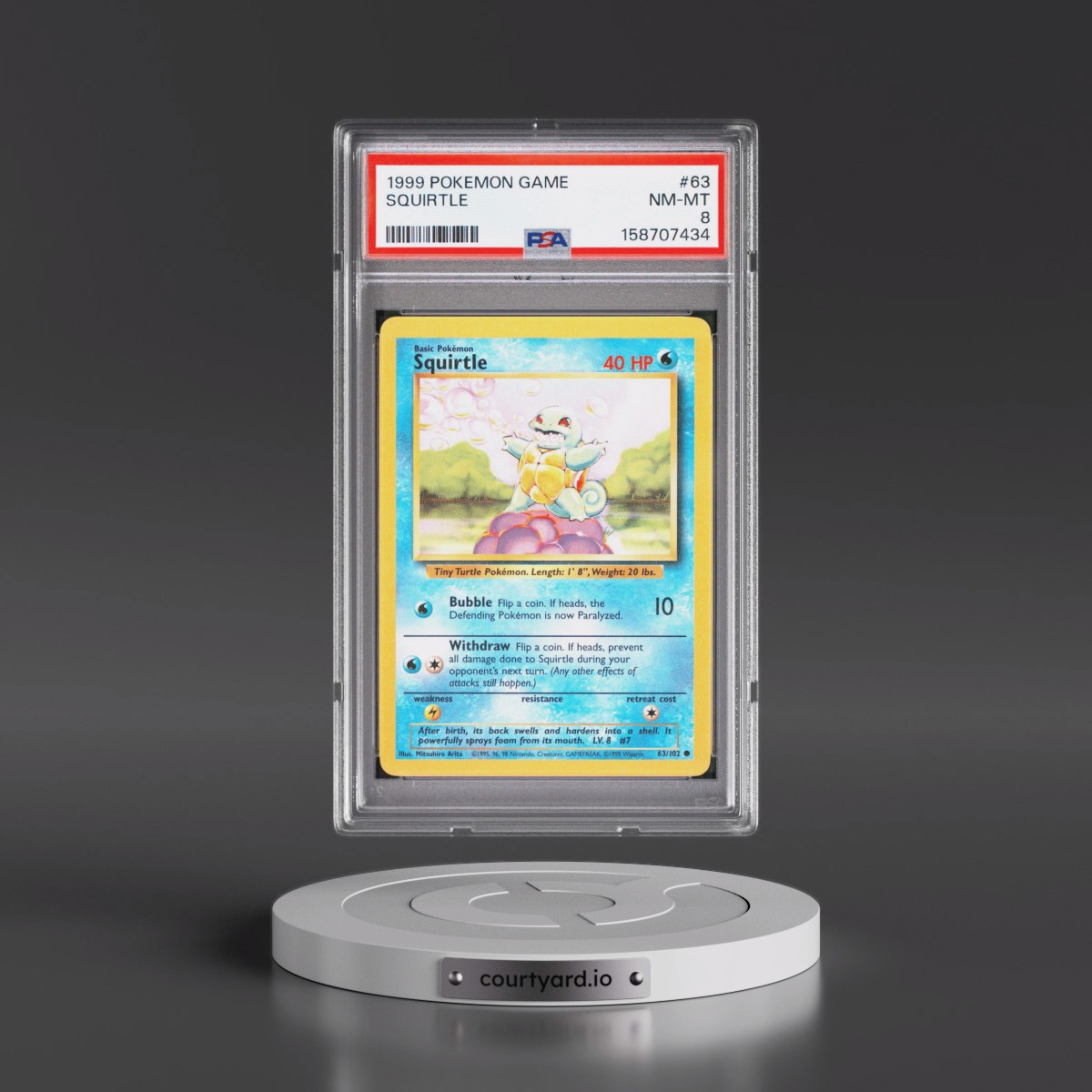 1999 Pokémon Game #63 Squirtle (PSA 8 NM-MT)