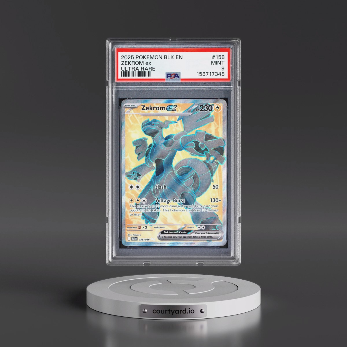 2025 Pokémon Blk EN-Black Bolt #158 Zekrom EX - Holo Ultra Rare (PSA 9 MINT)