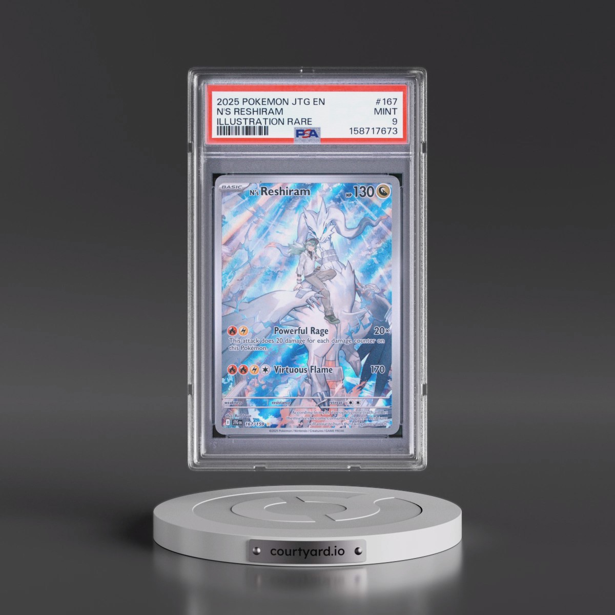 2025 Pokémon Jtg EN-Journey Together #167 N's Reshiram - Illustration Rare (PSA 9 MINT)