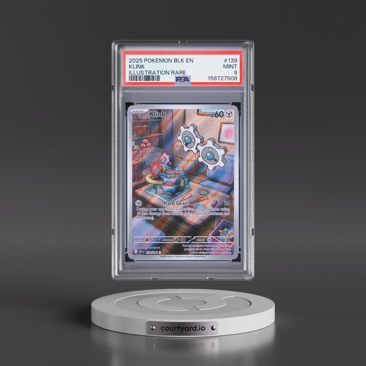 2025 Pokémon Blk EN-Black Bolt #139 Klink - Illustration Rare (PSA 9 MINT)