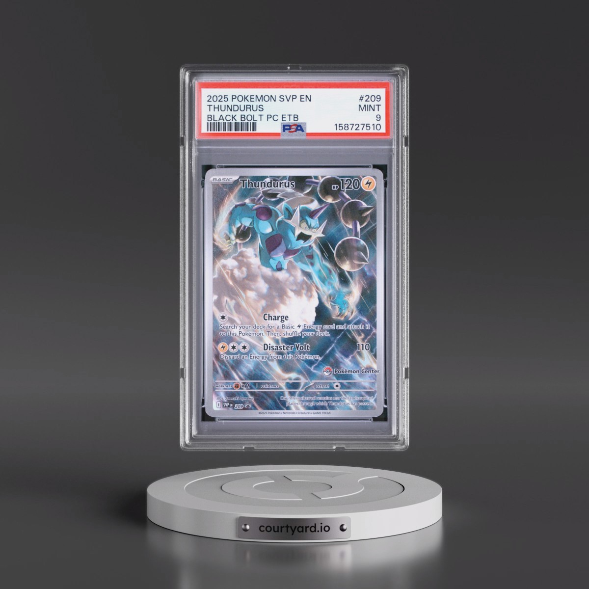 2025 Pokémon Svp EN-SV Black Star Promo #209 Thundurus - Black Bolt Pokemon Center Elite Trainer Box (PSA 9 MINT)