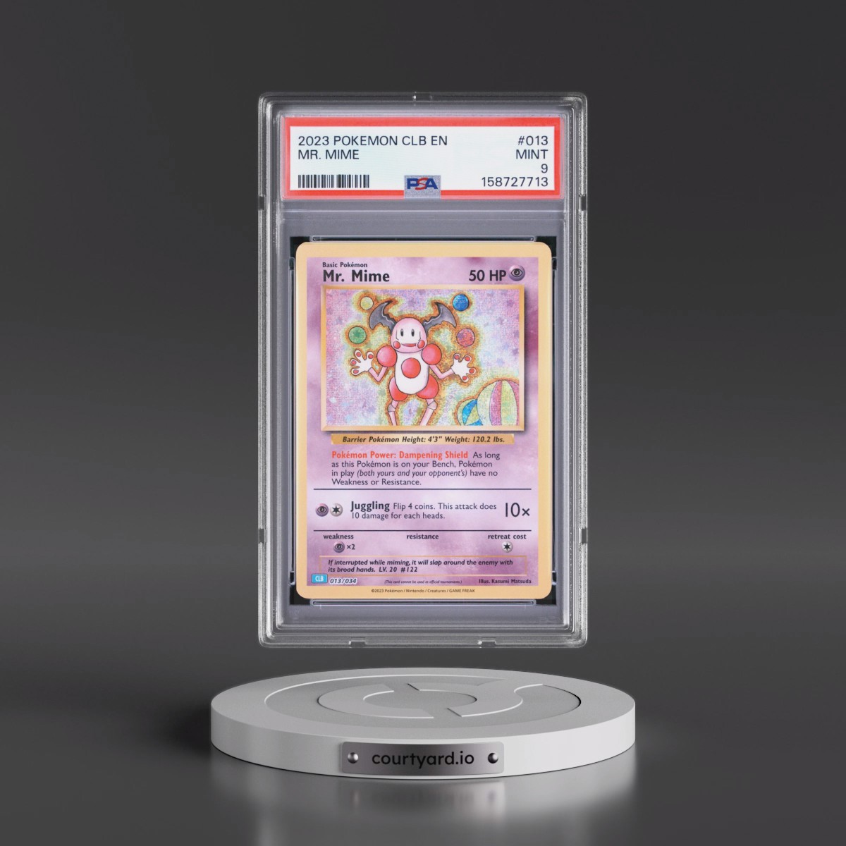 2023 Pokémon Clb-Trading Card Game Classic Blastoise & Suicune EX Deck #013 Mr. Mime (PSA 9 MINT)