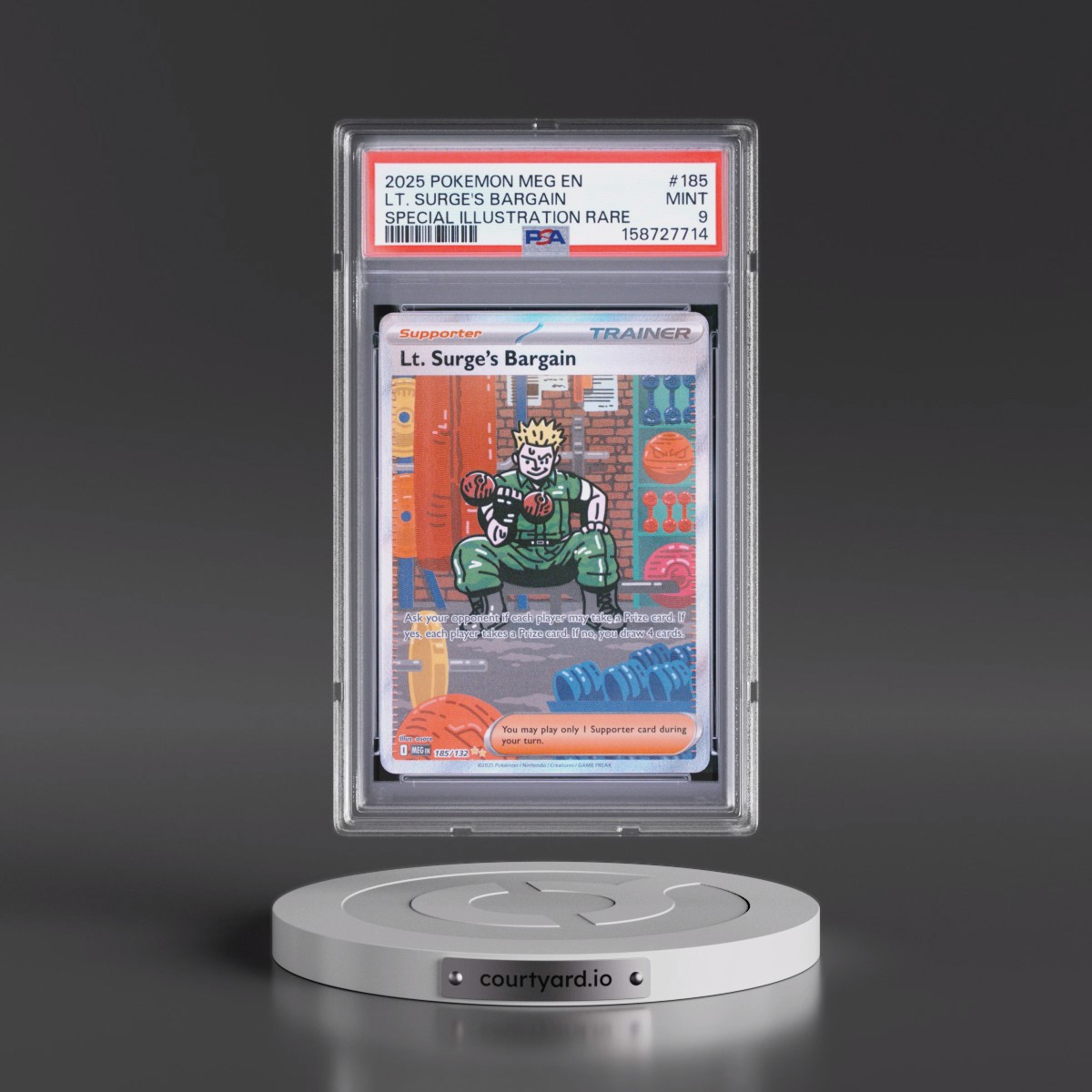 2025 Pokémon Meg EN-Mega Evolution #185 LT. Surge's Bargain - Special Illustration Rare (PSA 9 MINT)