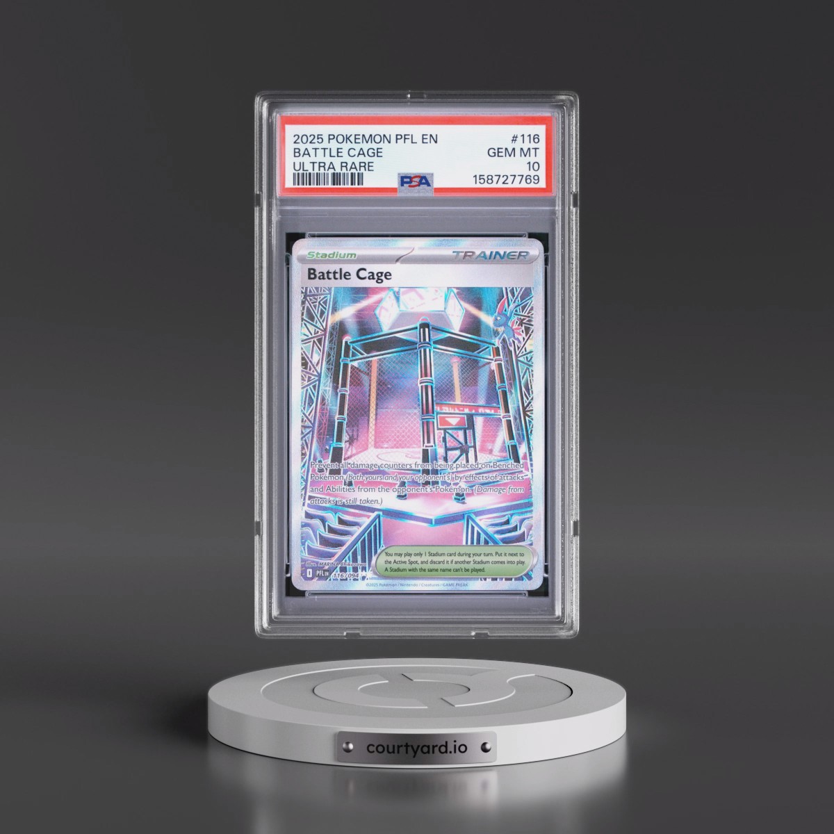 2025 Pokémon Pfl EN-Phantasmal Flames #116 Battle Cage - Ultra Rare (PSA 10 GEM MINT)