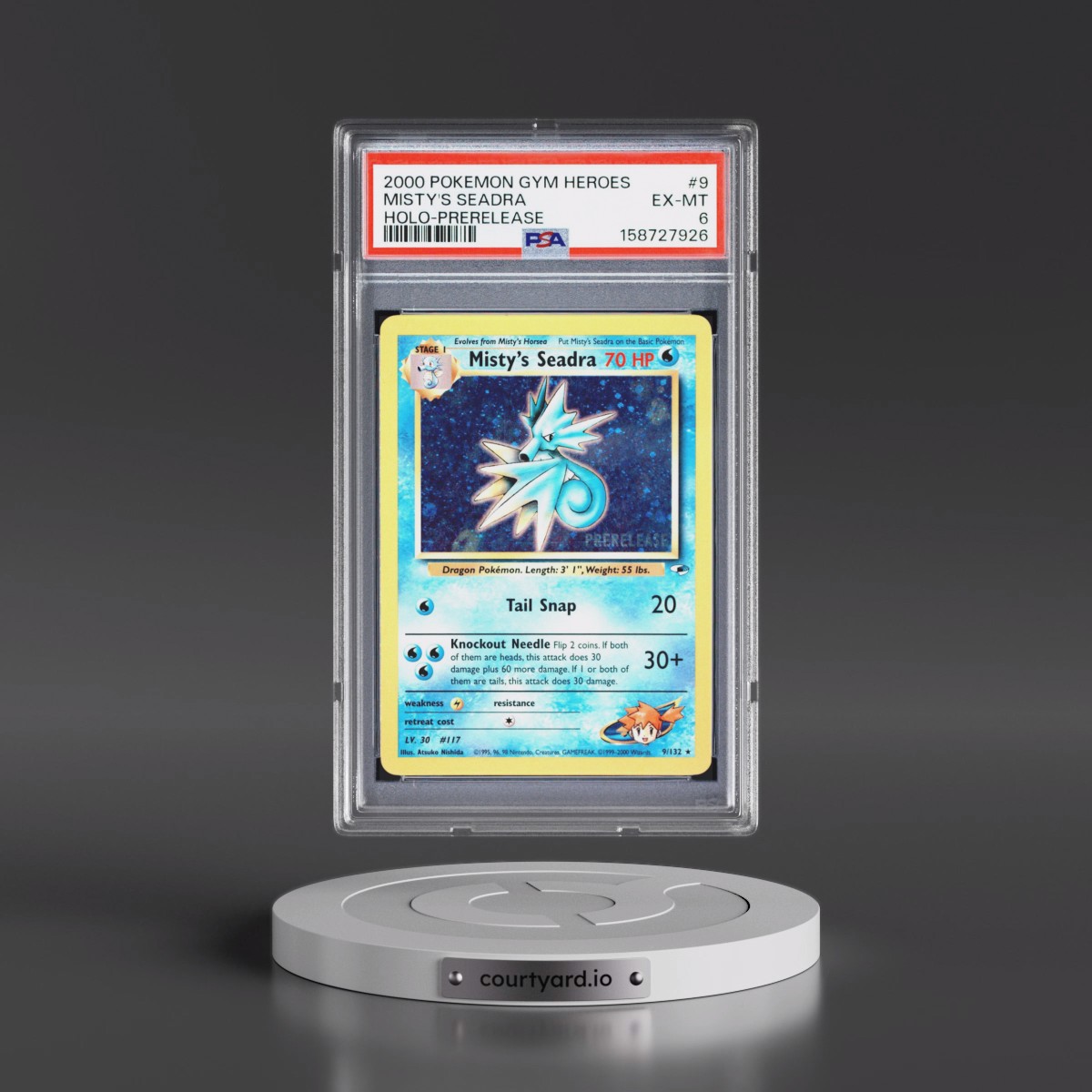 2000 Pokémon Gym Heroes #9 Misty's Seadra - Holo-Prerelease (PSA 6 EX-MT)