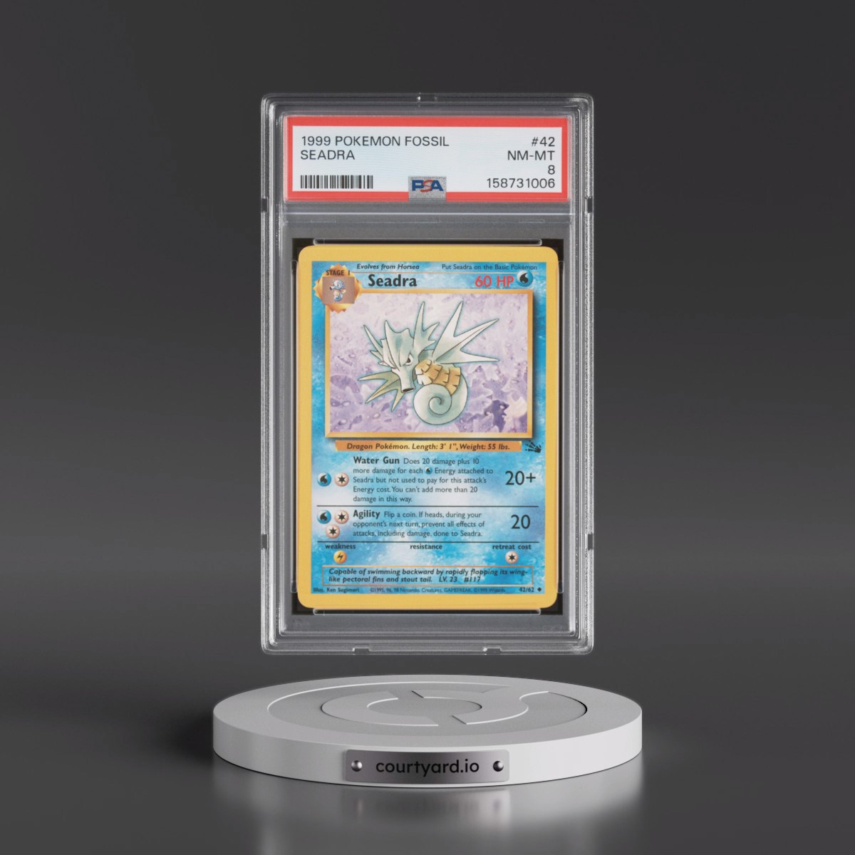 1999 Pokémon Fossil #42 Seadra (PSA 8 NM-MT)