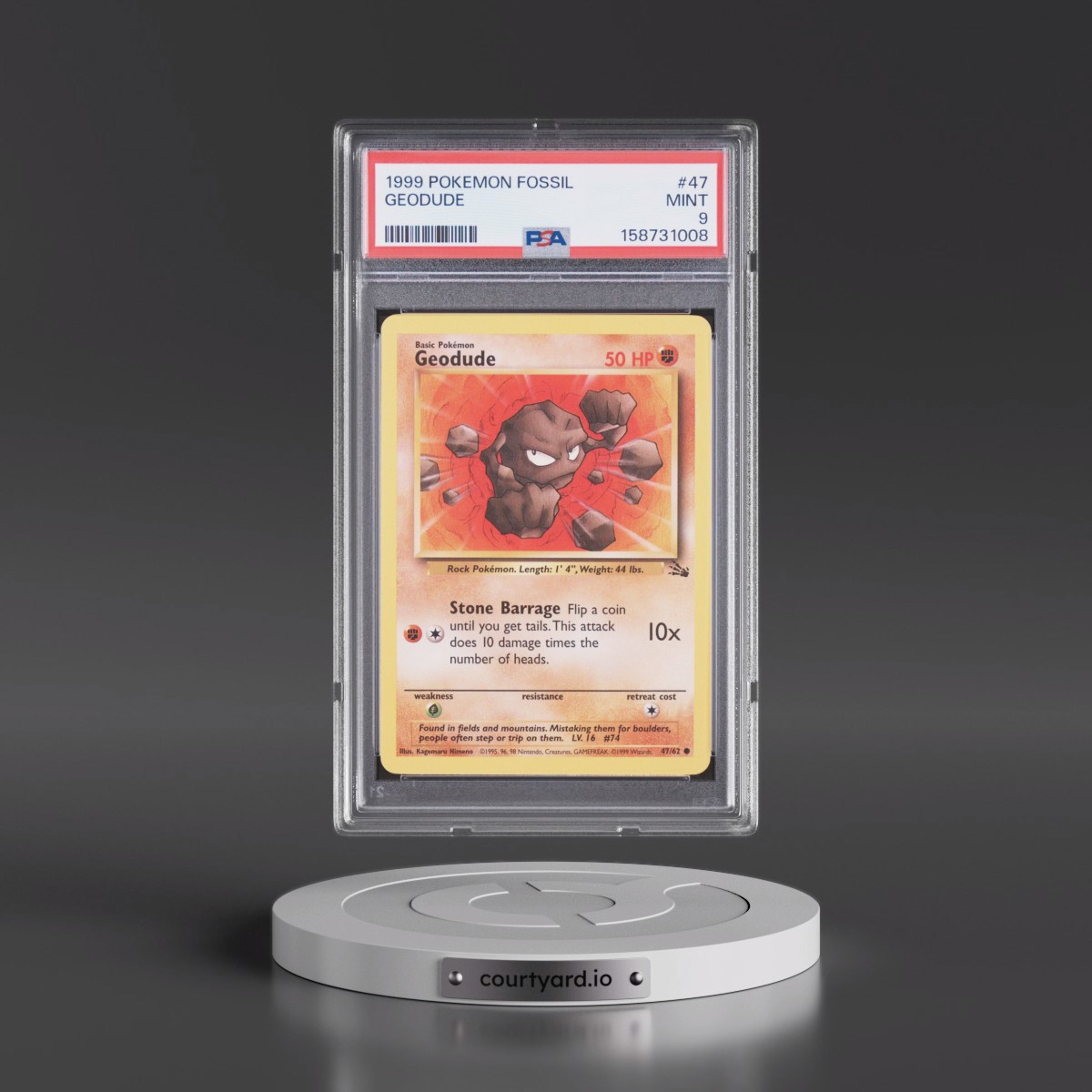1999 Pokémon Fossil #47 Geodude (PSA 9 MINT)