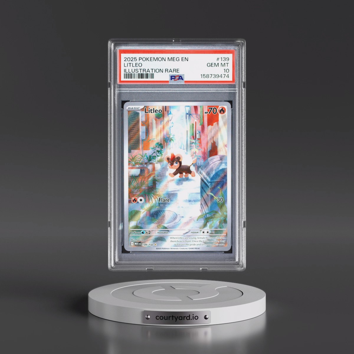 2025 Pokémon Meg EN-Mega Evolution #139 Litleo - Illustration Rare (PSA 10 GEM MINT)