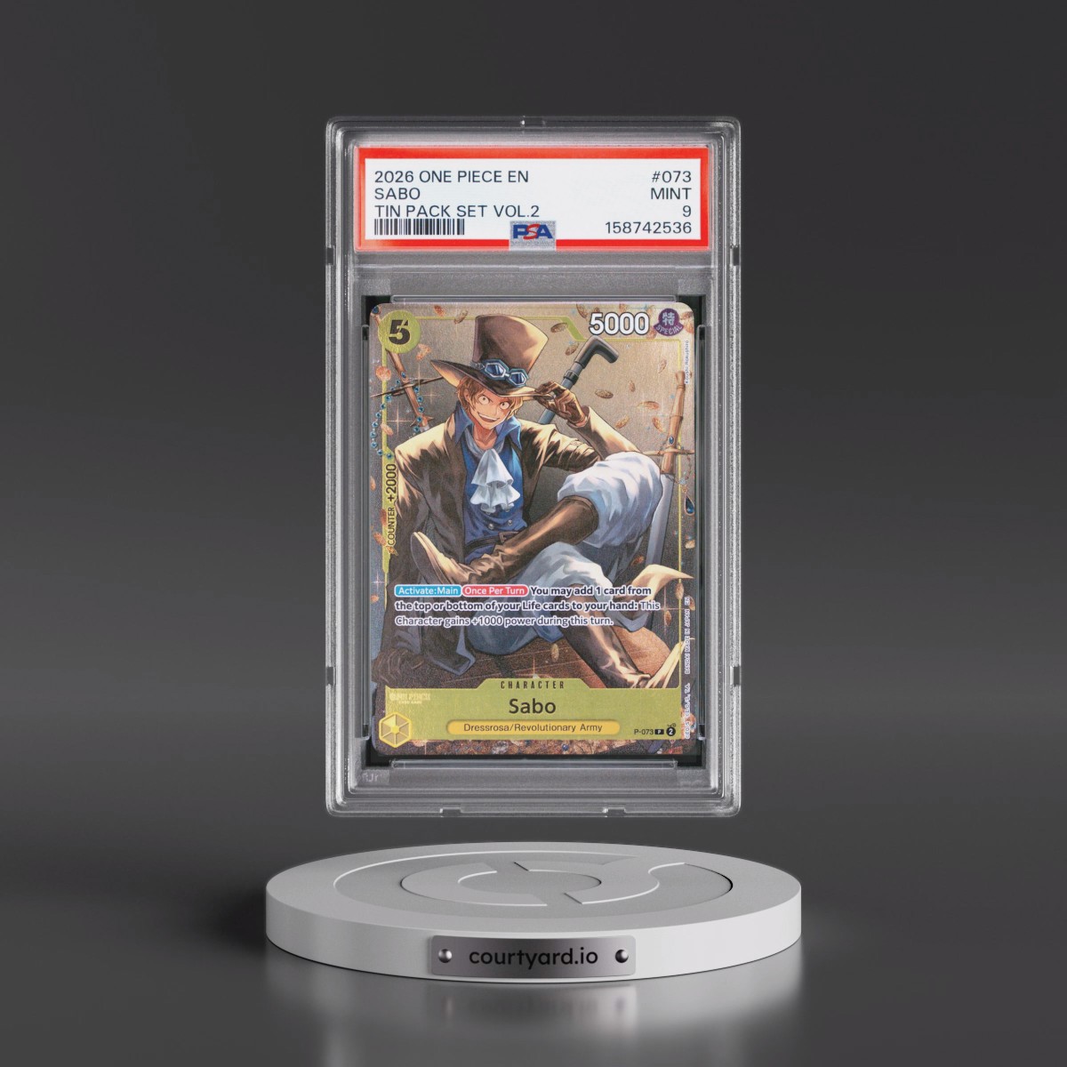 2026 One Piece Promos #073 Sabo - Tin Pack Set Vol.2 (PSA 9 MINT)