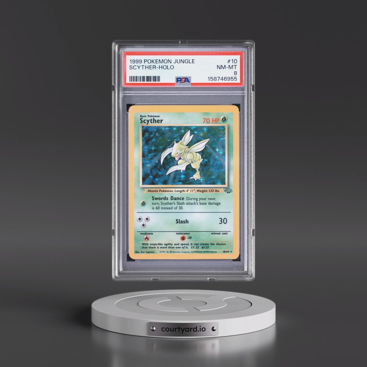 1999 Pokémon Jungle #10 Scyther - Holo (PSA 8 NM-MT)