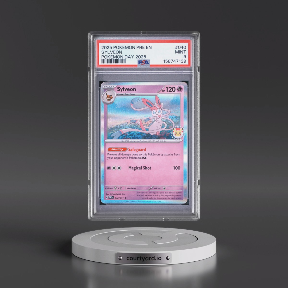 2025 Pokémon Pre EN-Prismatic Evolutions #040 Sylveon - Pokemon Day 2025 (PSA 9 MINT)