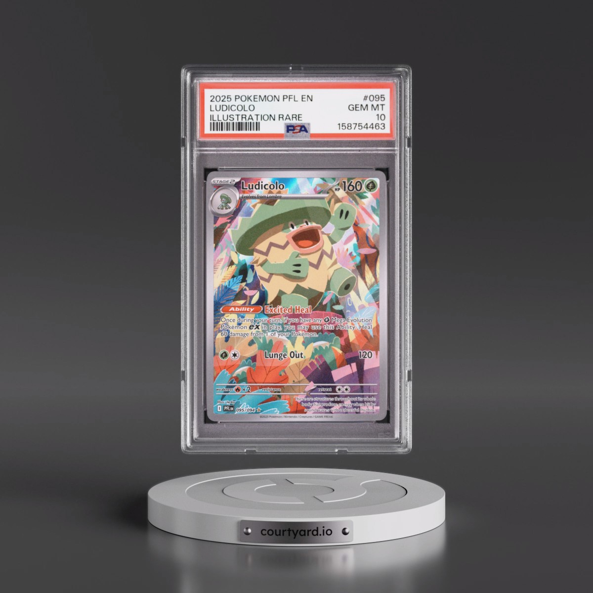 2025 Pokémon Pfl EN-Phantasmal Flames #095 Ludicolo - Illustration Rare (PSA 10 GEM MINT)