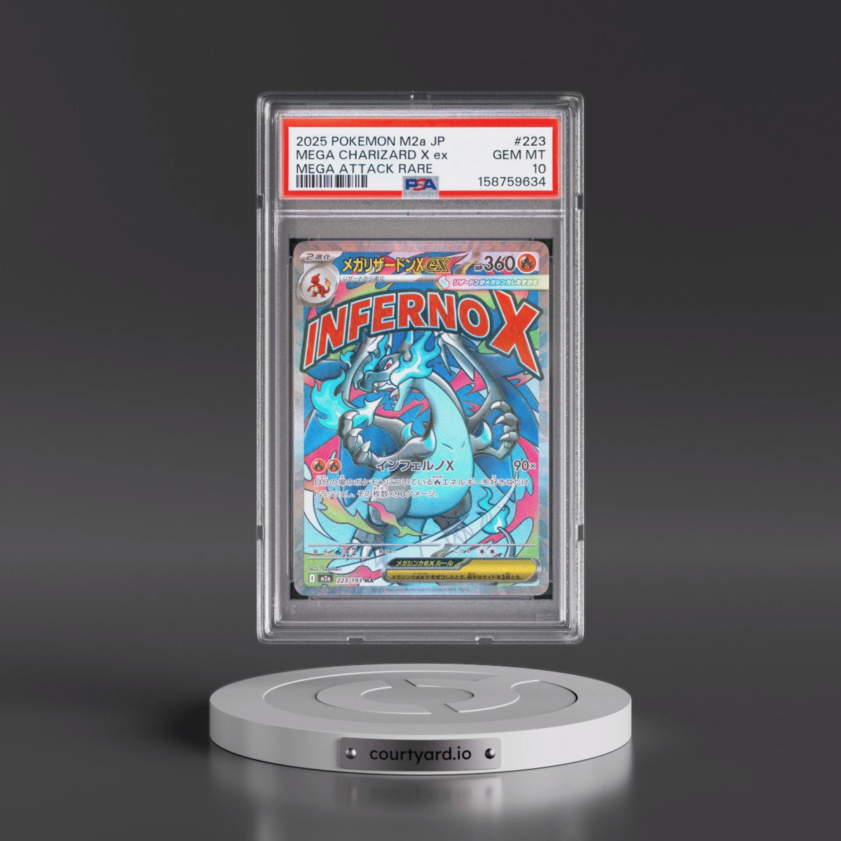 2025 Pokémon M2a-Mega Dream EX #223 Mega Charizard X EX - Holo Mega Attack Rare (PSA 10 GEM MINT)