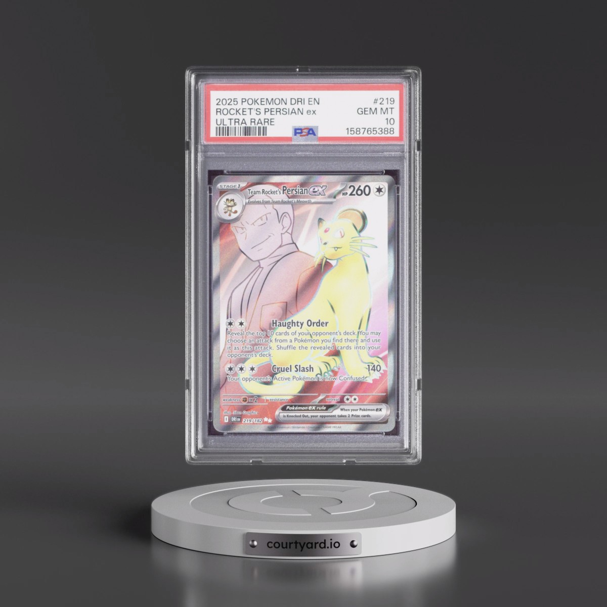 2025 Pokémon Dri EN-Destined Rivals #219 Team Rocket's Persian EX - Holo Ultra Rare (PSA 10 GEM MINT)