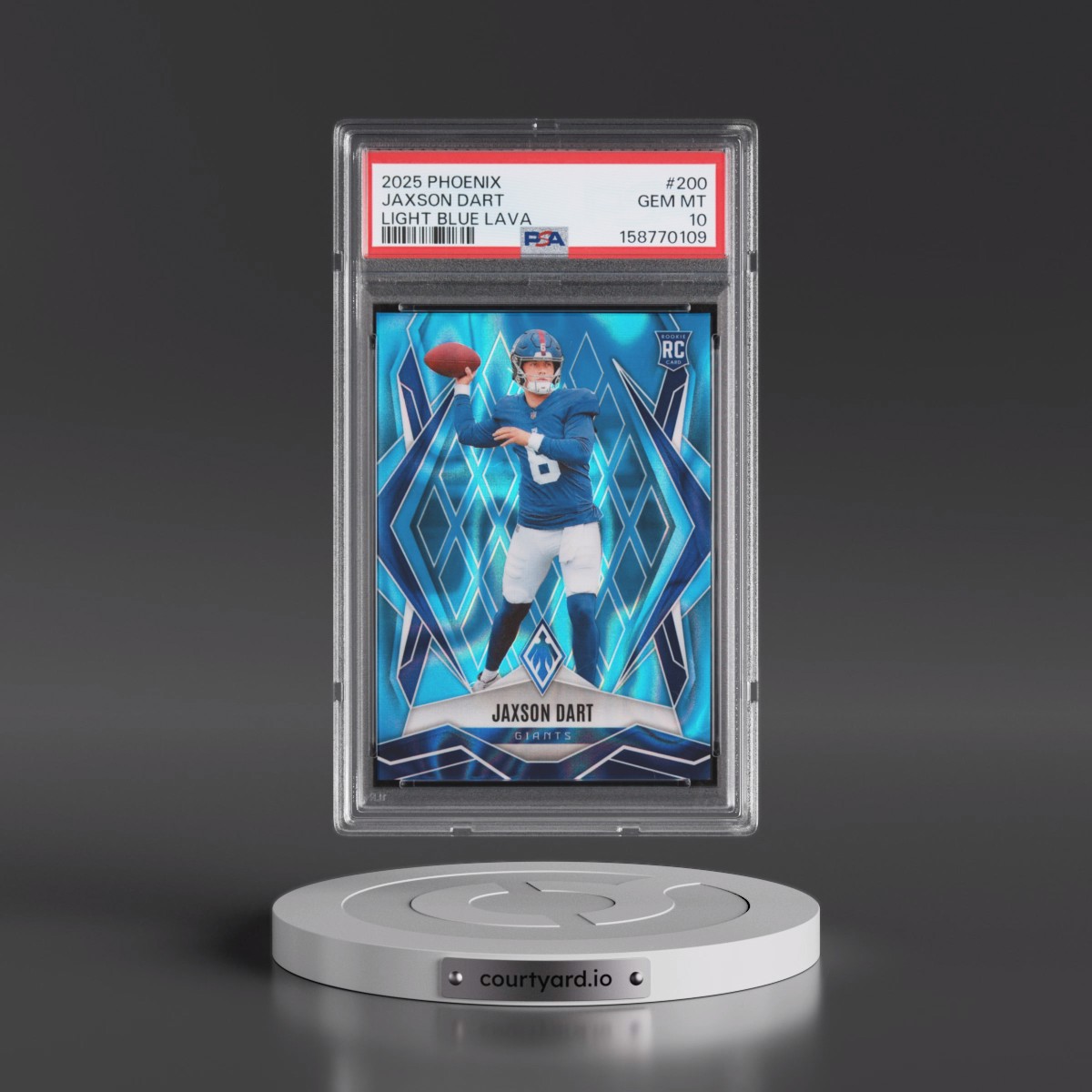 2025 Panini Phoenix Jaxson Dart - Light Blue Lava #200 PSA 10