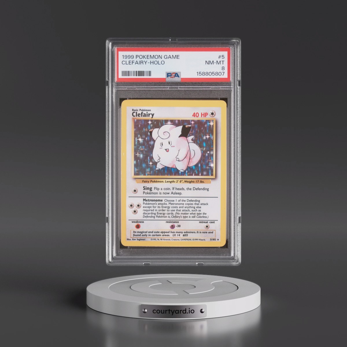 1999 Pokémon Game #5 Clefairy - Holo (PSA 8 NM-MT)