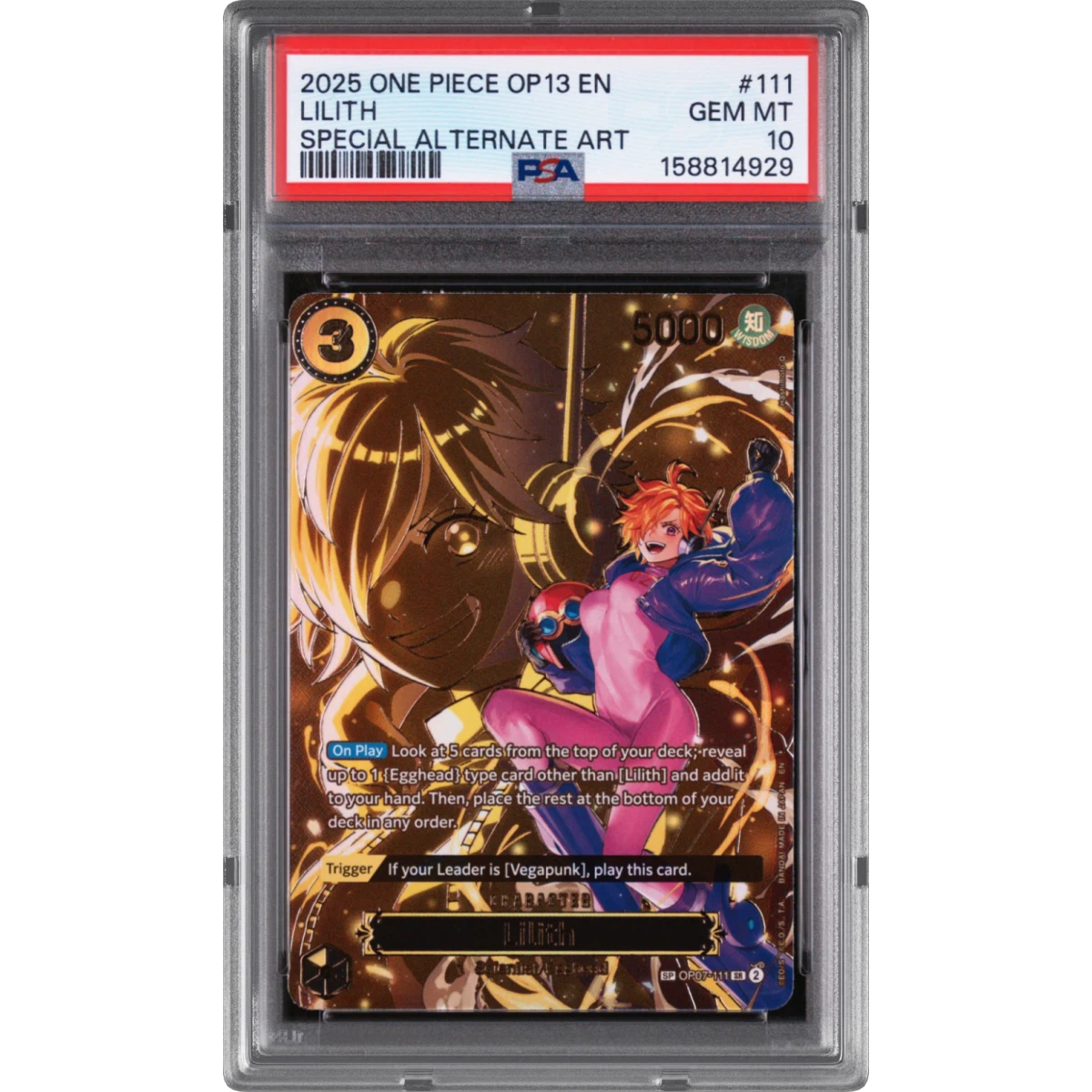 2025 One Piece OP13-Carrying on His Will #111 Lilith - Special Alternate Art (PSA 10 GEM MINT)