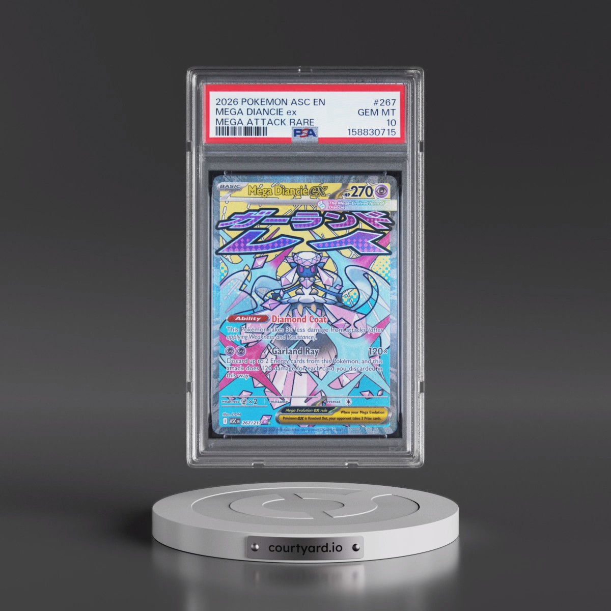 2026 Pokémon Asc EN-Ascended Heroes #267 Mega Diancie EX - Holo Mega Attack Rare (PSA 10 GEM MINT)