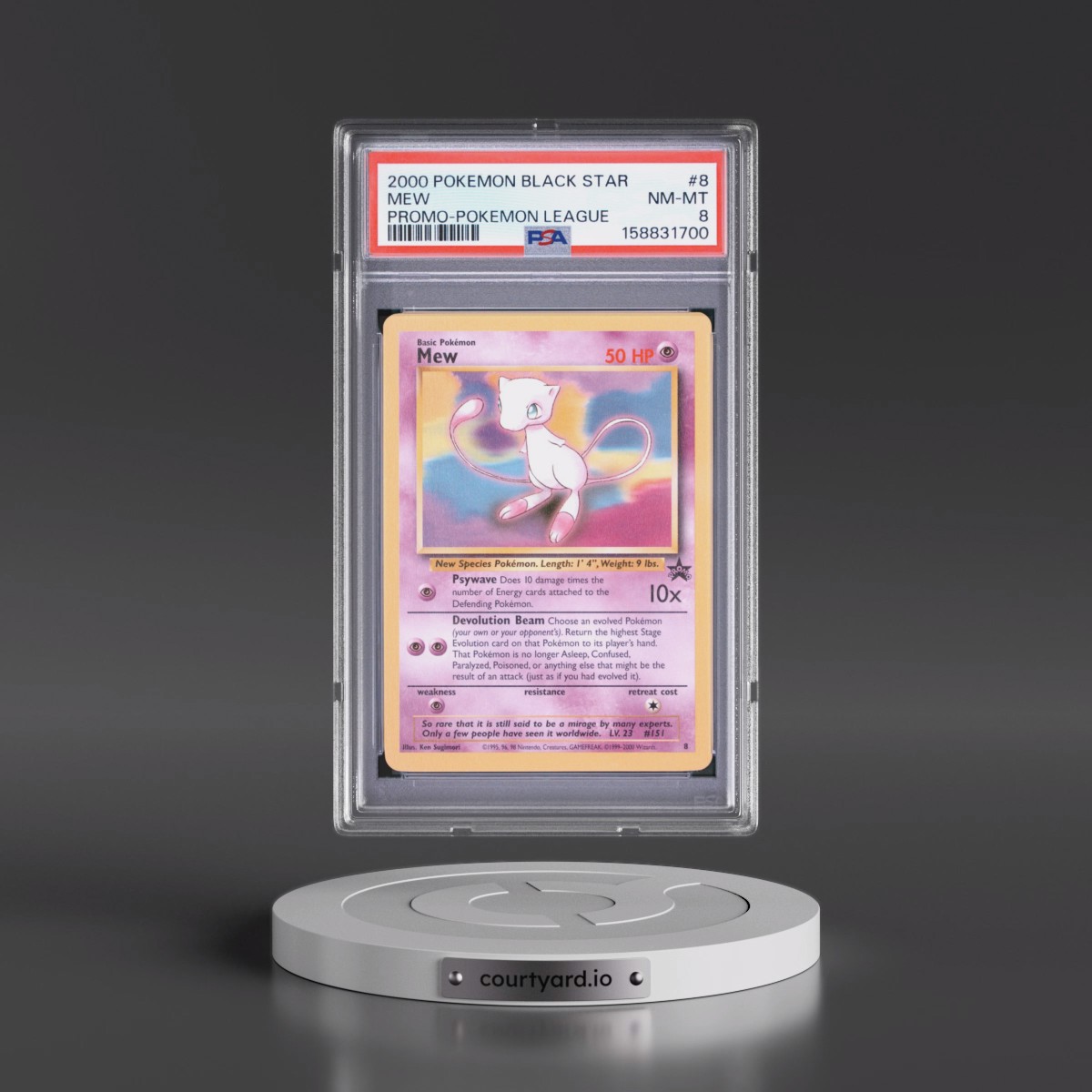 2000 Pokémon Promo Black Star Mew - Pokemon League #8 PSA 8