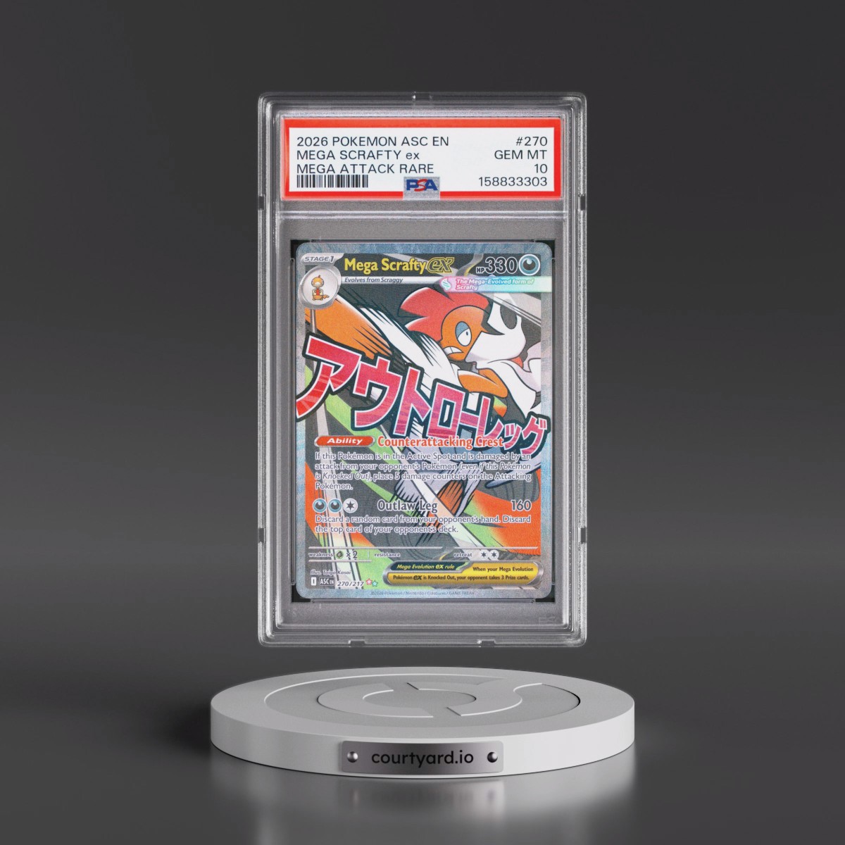 2026 Pokémon Asc EN-Ascended Heroes #270 Mega Scrafty EX - Holo Mega Attack Rare (PSA 10 GEM MINT)