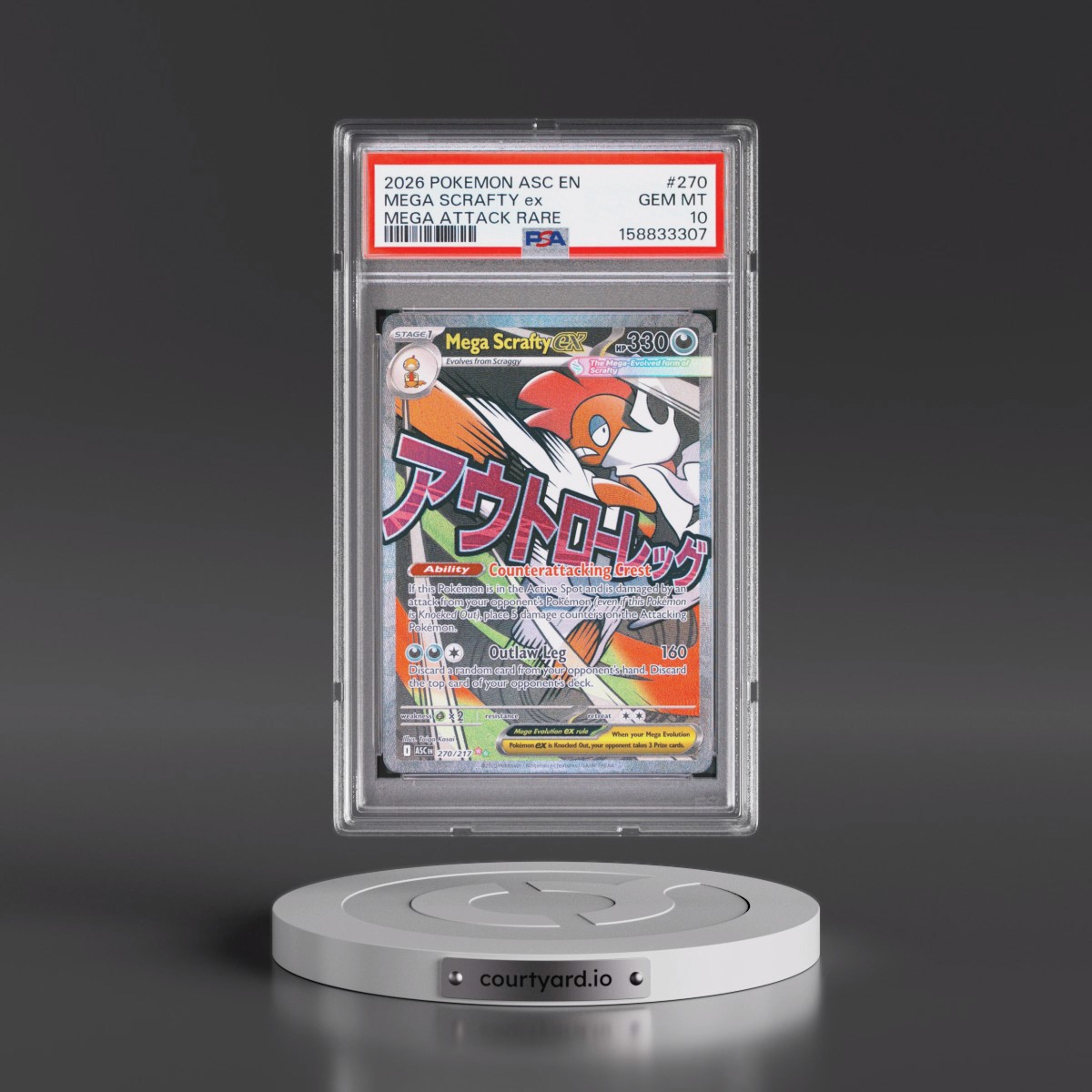 2026 Pokémon Asc EN-Ascended Heroes #270 Mega Scrafty EX - Holo Mega Attack Rare (PSA 10 GEM MINT)