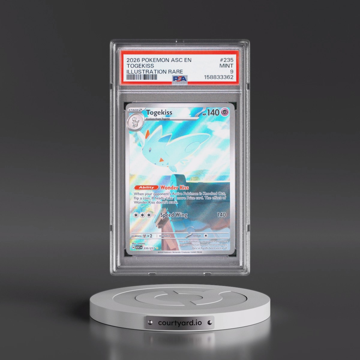 2026 Pokémon Asc EN-Ascended Heroes #235 Togekiss - Illustration Rare (PSA 9 MINT)