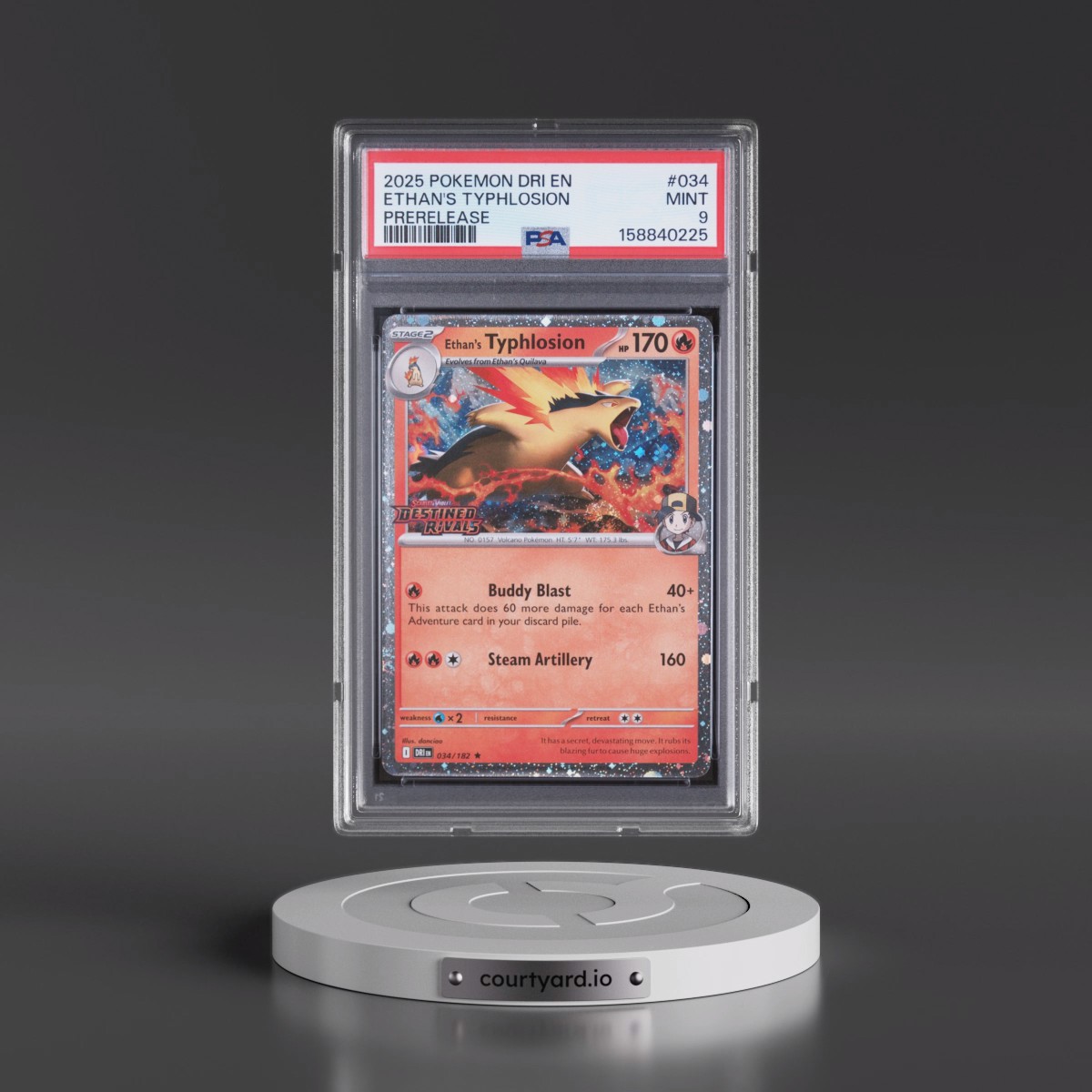 2025 Pokémon Dri EN-Destined Rivals #034 Ethan's Typhlosion - Prerelease (PSA 9 MINT)
