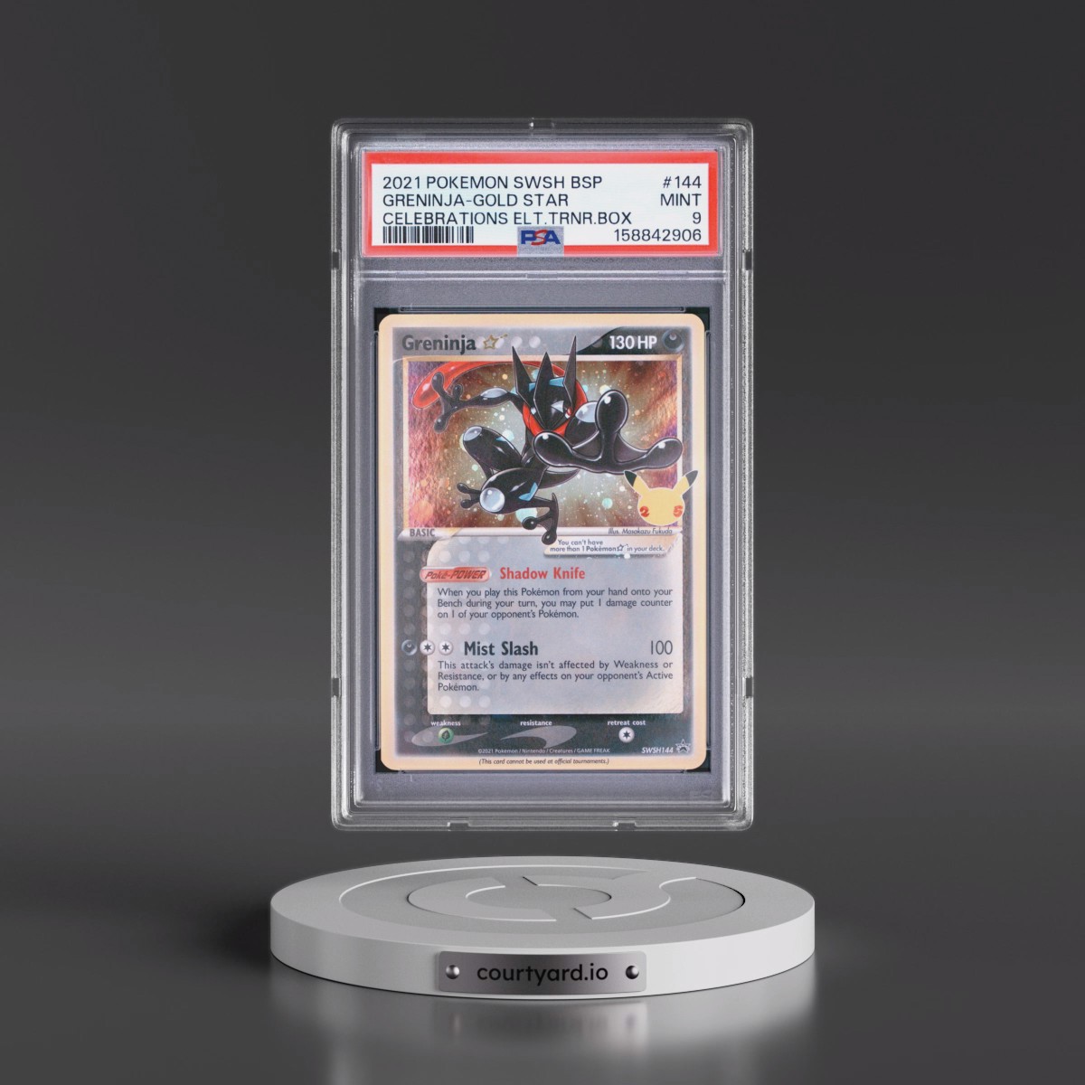 2021 Pokémon Swsh Black Star Promo #144 Greninja-Gold Star - Celebrations Elite Trainer Box (PSA 9 MINT)