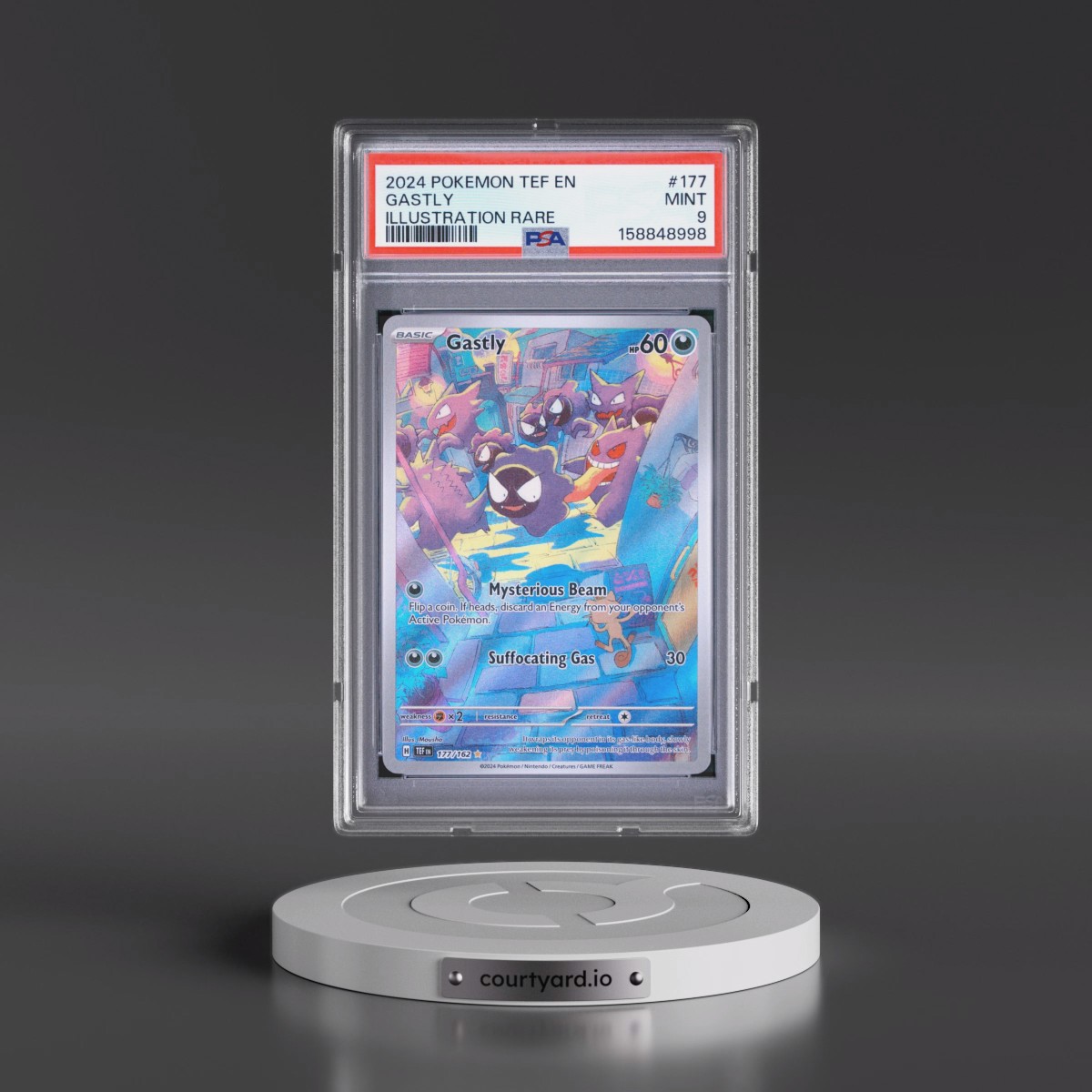 2024 Pokémon Tef EN-Temporal Forces #177 Gastly - Illustration Rare (PSA 9 MINT)
