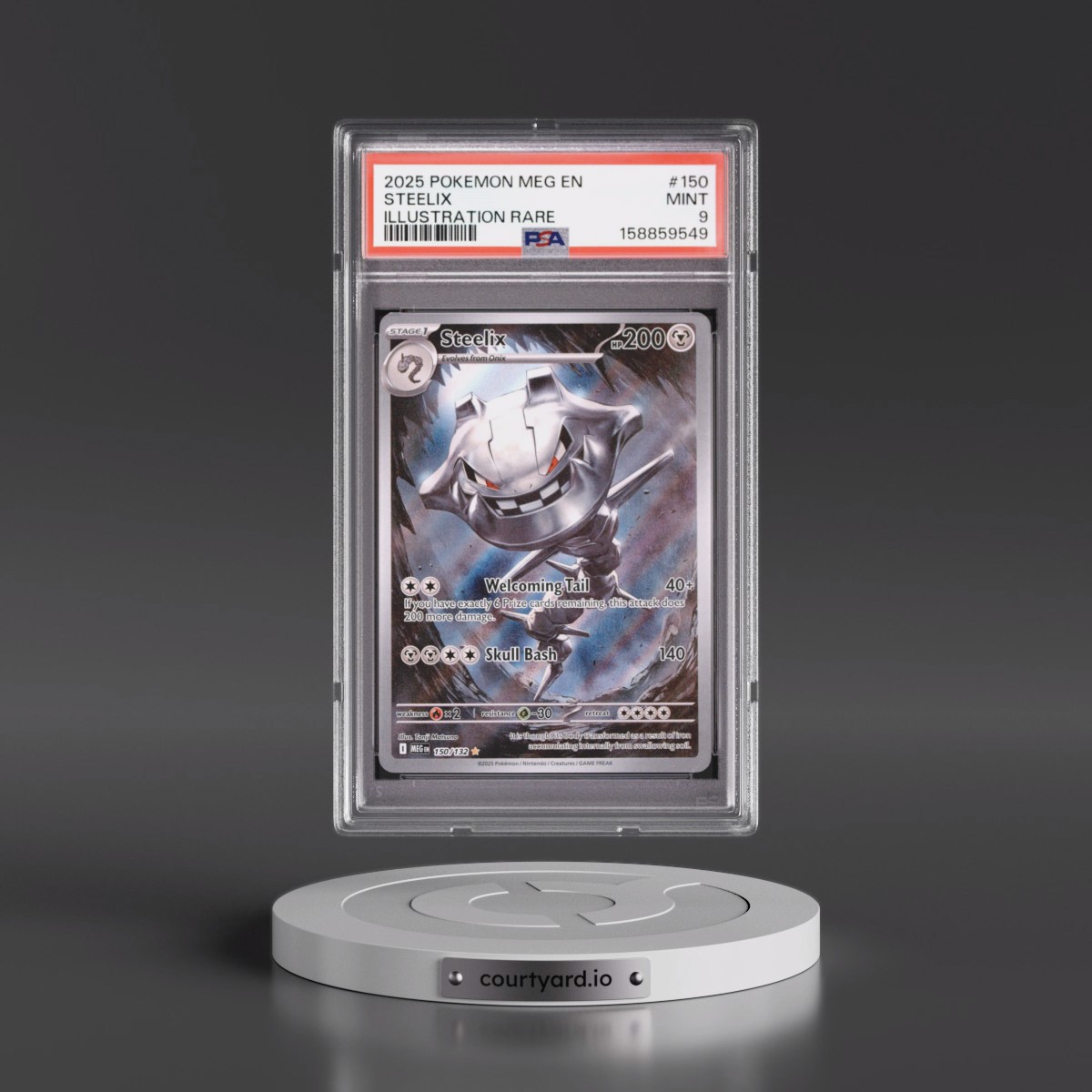 2025 Pokémon Meg EN-Mega Evolution #150 Steelix - Illustration Rare (PSA 9 MINT)