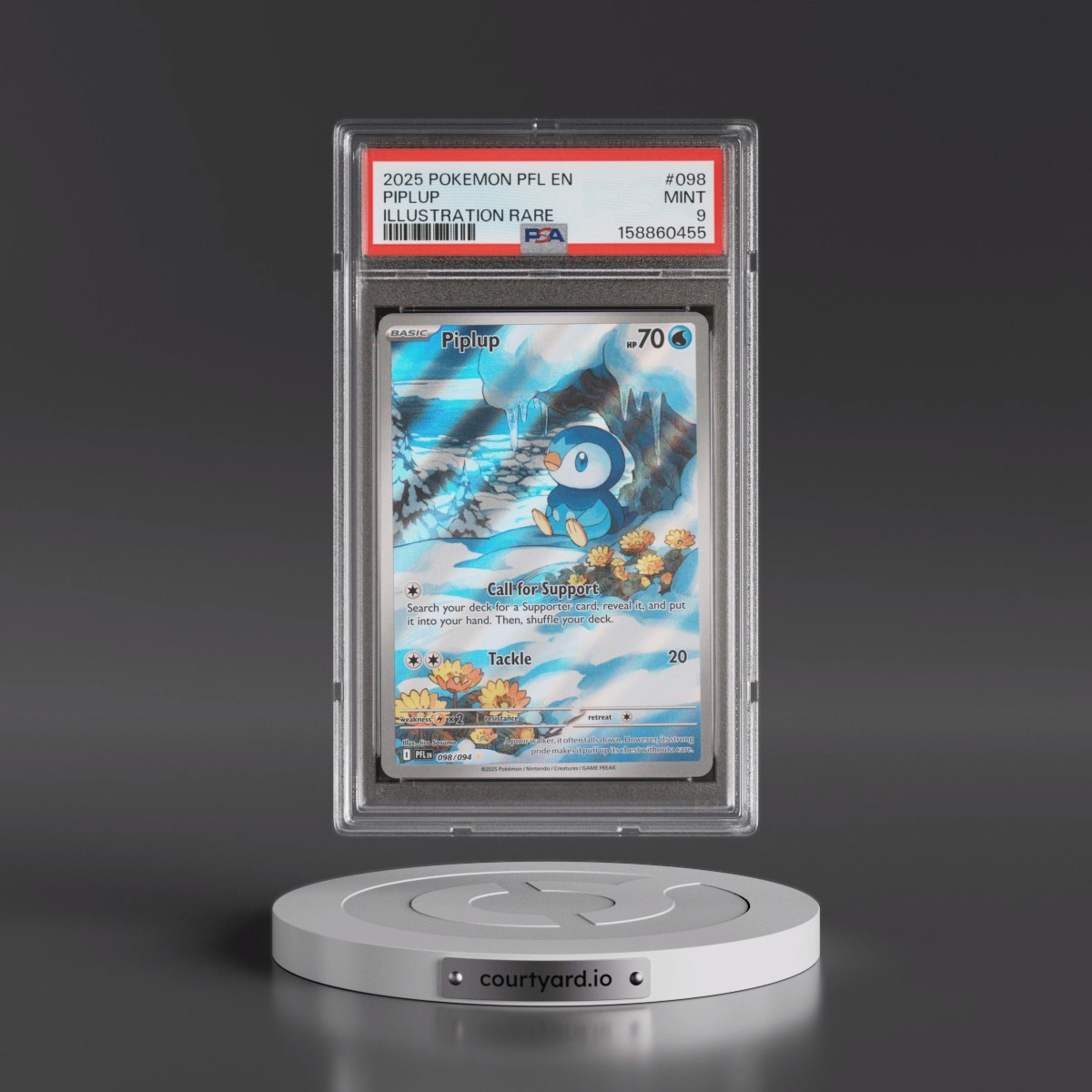 2025 Pokémon Pfl EN-Phantasmal Flames #098 Piplup - Illustration Rare (PSA 9 MINT)
