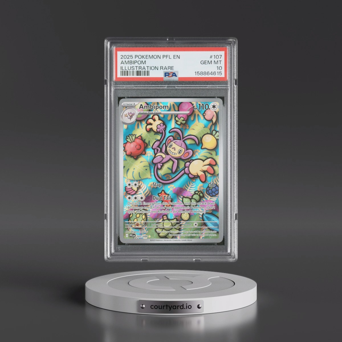 2025 Pokémon Pfl EN-Phantasmal Flames #107 Ambipom - Illustration Rare (PSA 10 GEM MINT)