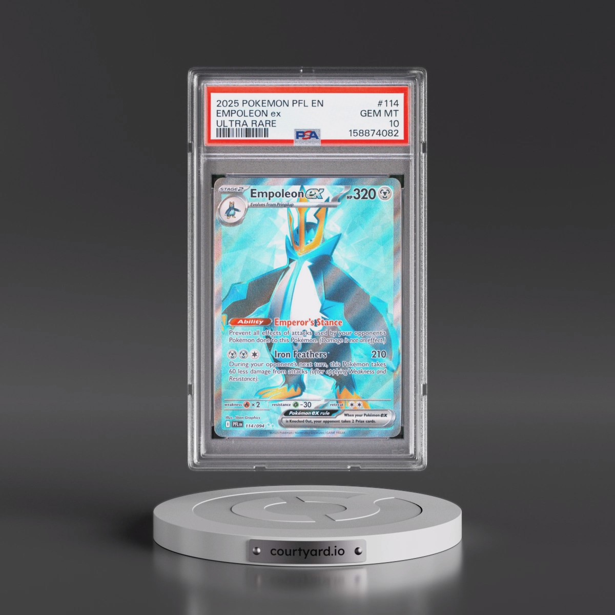 2025 Pokémon Pfl EN-Phantasmal Flames #114 Empoleon EX - Holo Ultra Rare (PSA 10 GEM MINT)