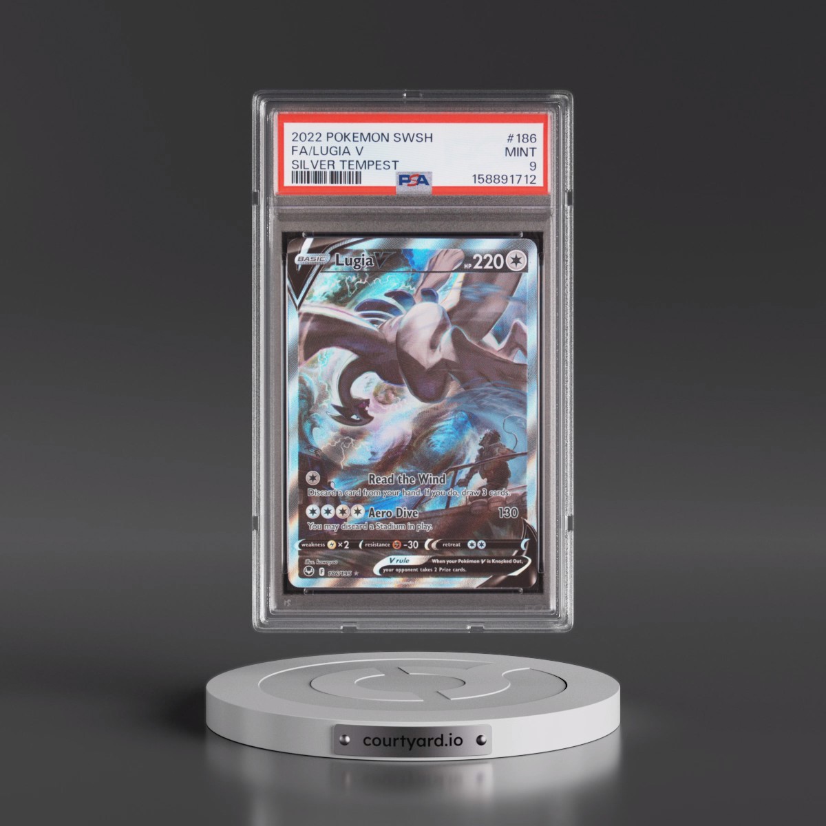 2022 Pokémon Sword & Shield Silver Tempest Lugia V - Holo Full Art #186 PSA 9