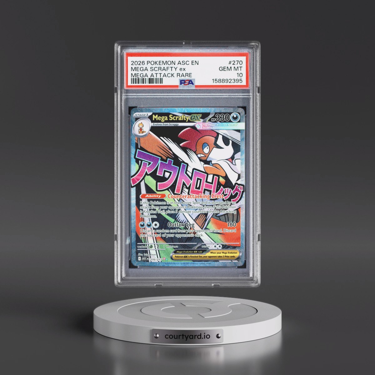 2026 Pokémon Asc EN-Ascended Heroes #270 Mega Scrafty EX - Holo Mega Attack Rare (PSA 10 GEM MINT)