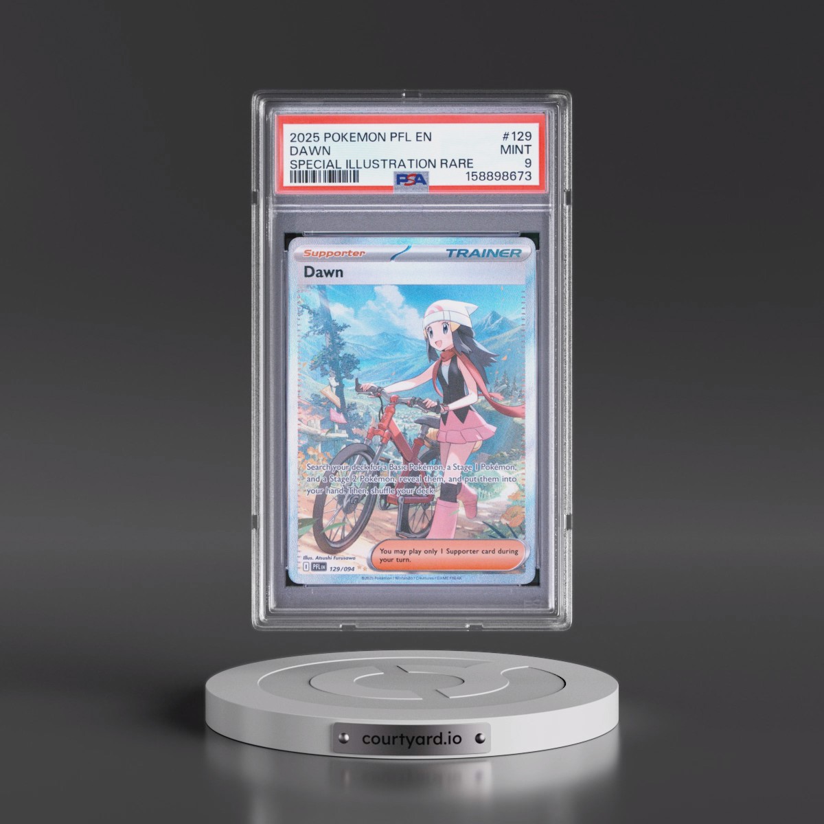 2025 Pokémon Pfl EN-Phantasmal Flames #129 Dawn - Special Illustration Rare (PSA 9 MINT)