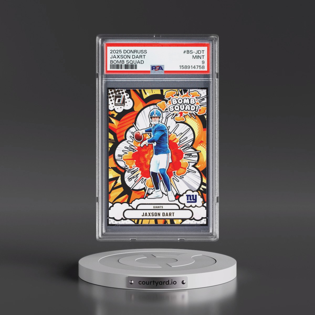 2025 Panini Donruss Bomb Squad #BS-JDT Jaxson Dart (PSA 9 MINT)
