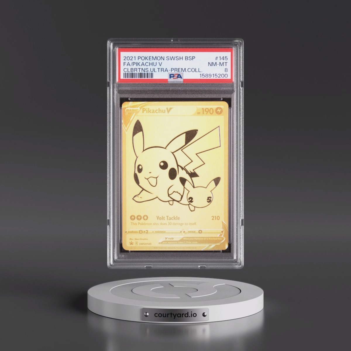 2021 Pokémon Swsh Black Star Promo #145 Pikachu V - Holo Full Art Celebrations Ultra-Premium Collection (PSA 8 NM-MT)