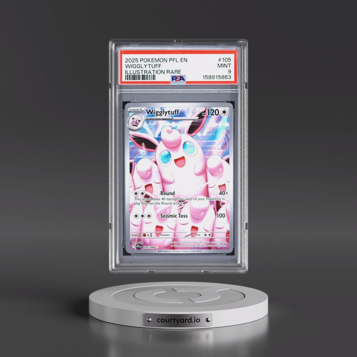 2025 Pokémon Pfl EN-Phantasmal Flames #105 Wigglytuff - Illustration Rare (PSA 9 MINT)