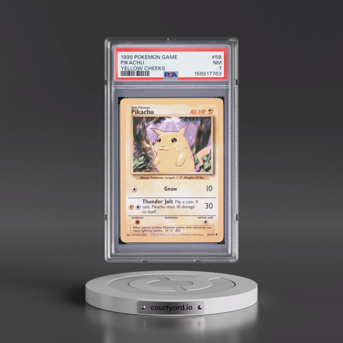1999 Pokémon Game #58 Pikachu - Yellow Cheeks (PSA 7 NM)