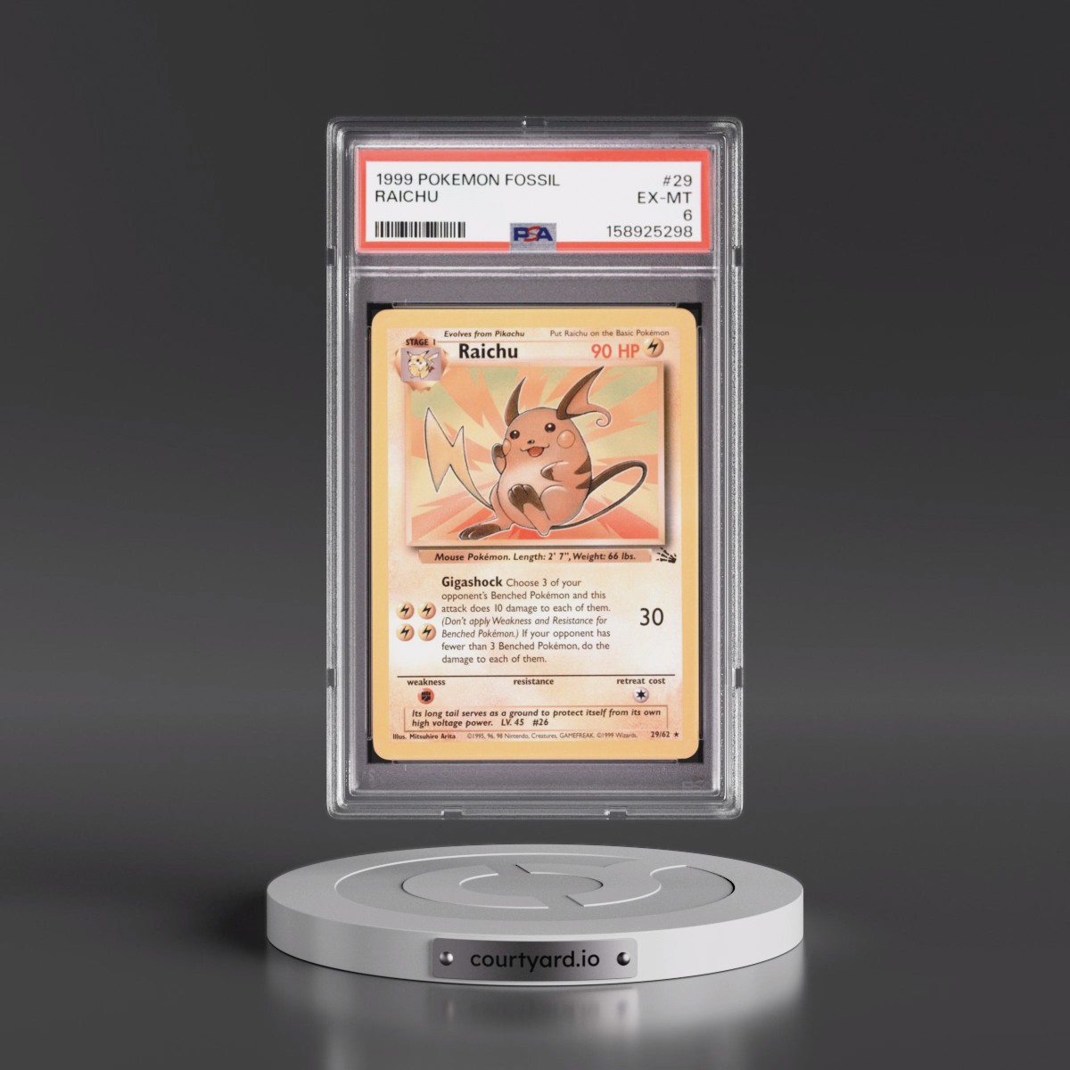 1999 Pokémon Fossil #29 Raichu (PSA 6 EX-MT)