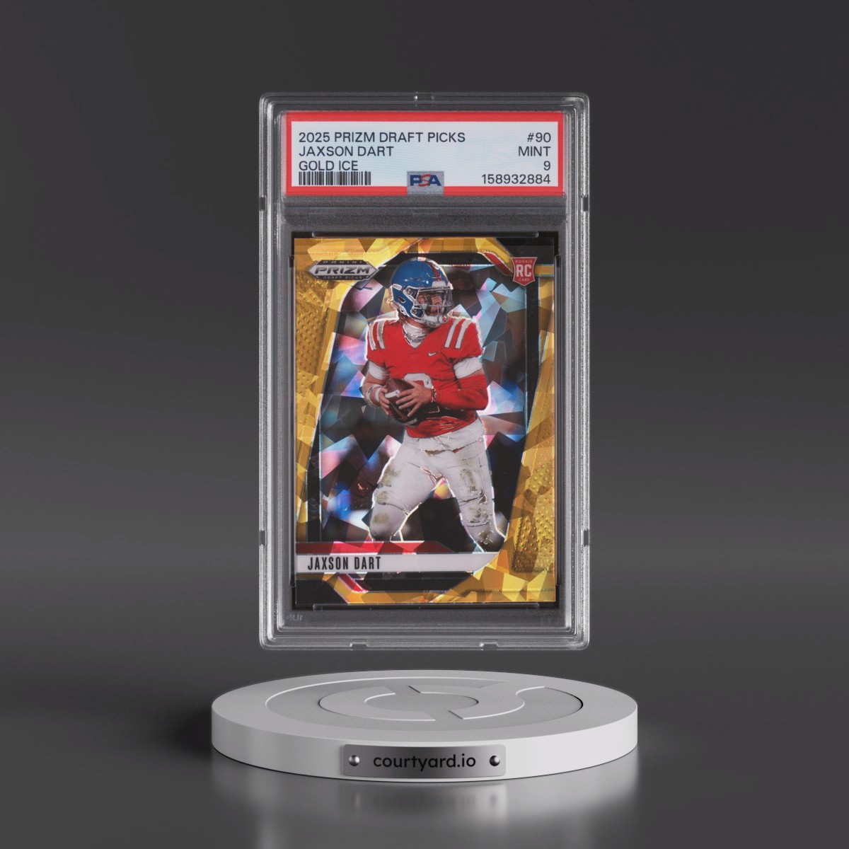 2025 Panini Prizm Draft Picks #90 Jaxson Dart - Gold Ice (PSA 9 MINT)