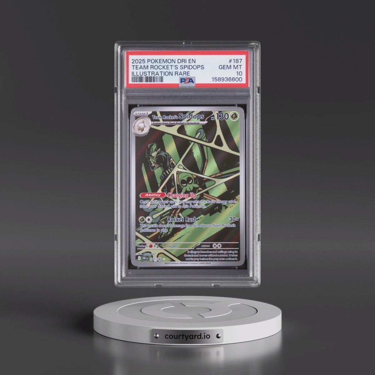 2025 Pokémon Dri EN-Destined Rivals Team Rocket's Spidops - Illustration Rare #187 PSA 10