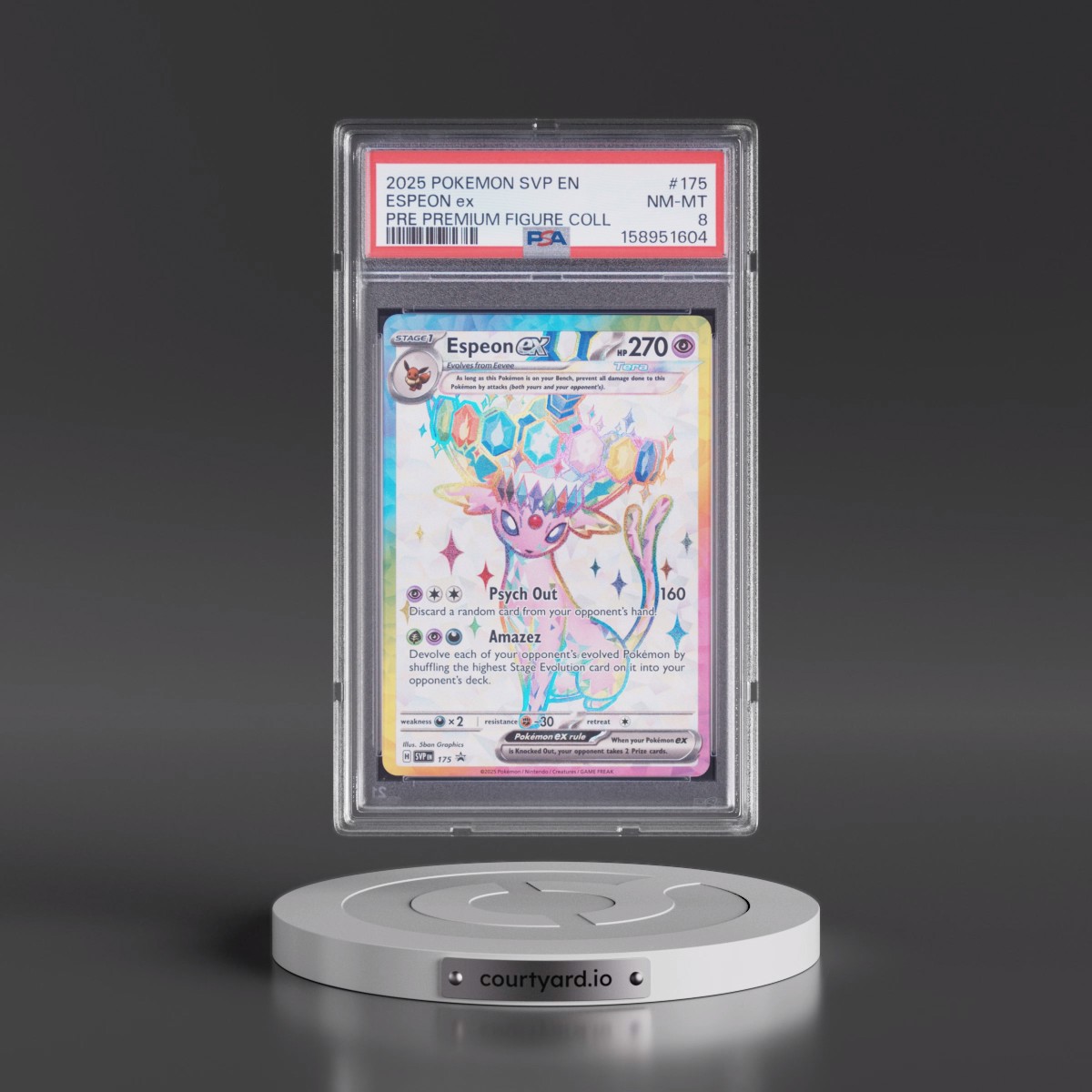 2025 Pokémon Svp EN-SV Black Star Promo #175 Espeon EX - Holo Prismatic Evolutions Premium Figure Collection (PSA 8 NM-MT)