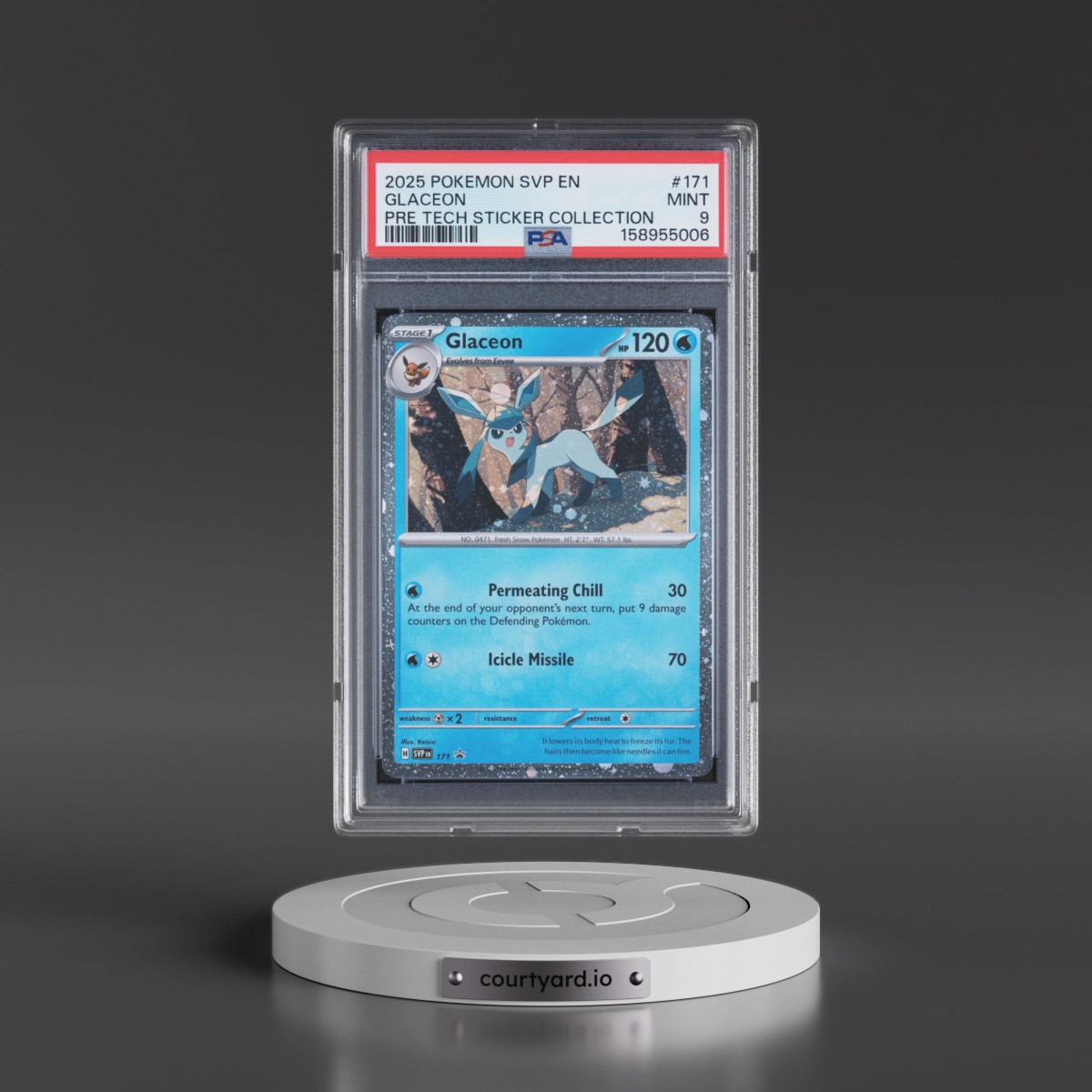 2025 Pokémon Svp EN-SV Black Star Promo #171 Glaceon - Prismatic Evolutions Tech Sticker Collection (PSA 9 MINT)