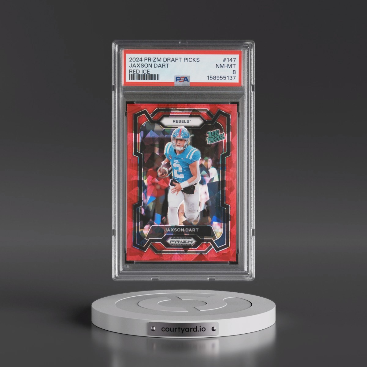 2024 Panini Prizm Draft Picks #147 Jaxson Dart - Red Ice (PSA 8 NM-MT)