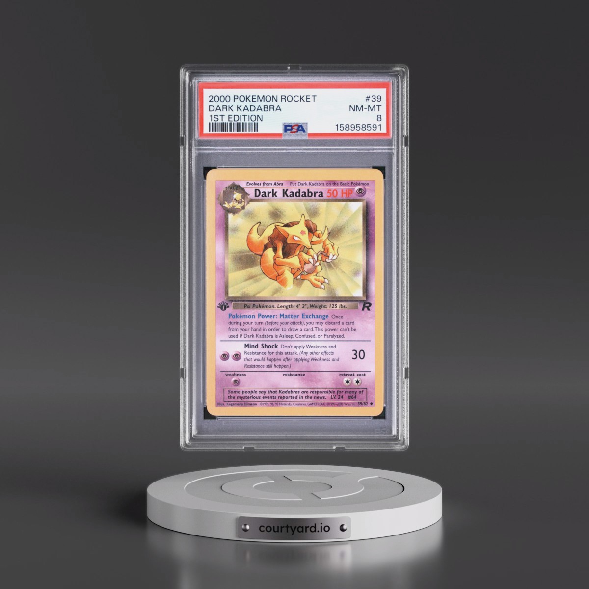 2000 Pokémon Rocket #39 Dark Kadabra - 1st Edition (PSA 8 NM-MT)